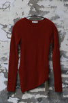 INTO THE EAST 24 Autumn and Winter Wool Blend Asymmetric Knit Top ITE-E1YGAW012RE20TP-HONG Red